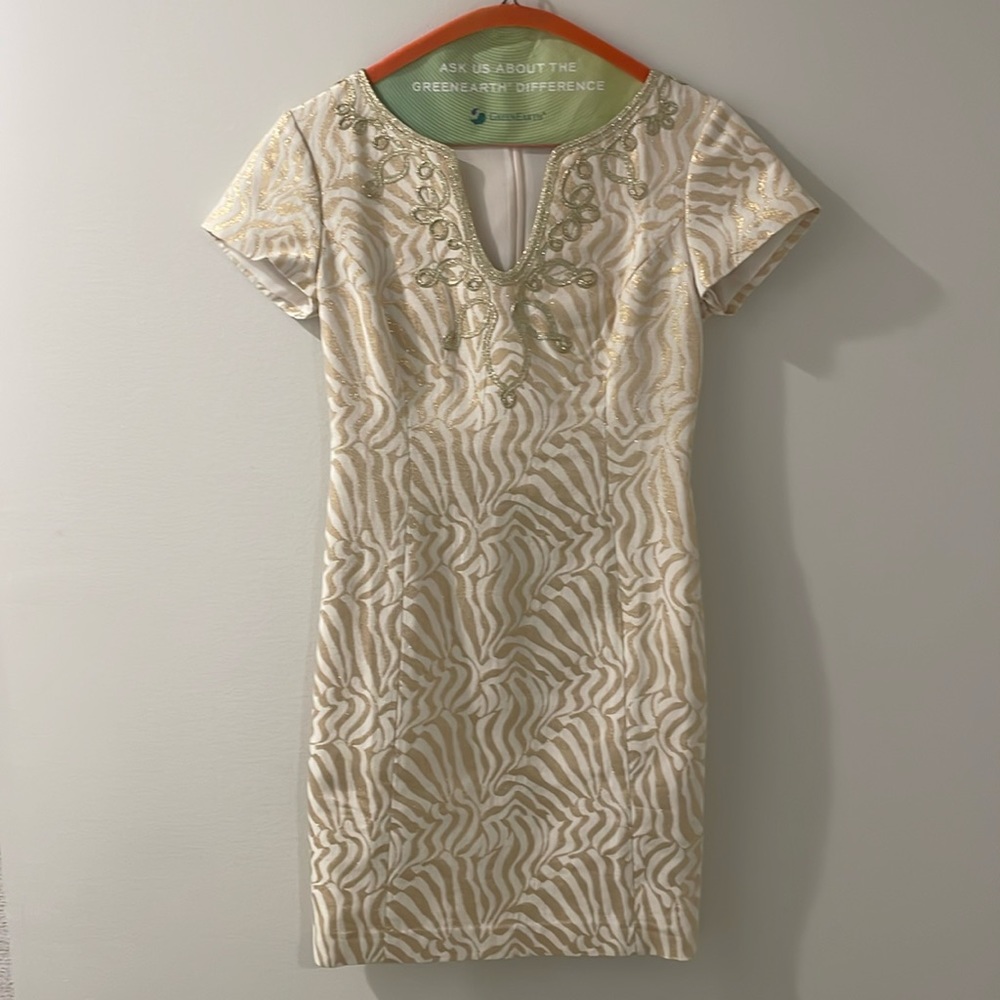Lilly Pulitzer Gold Cream Sparkly Dress